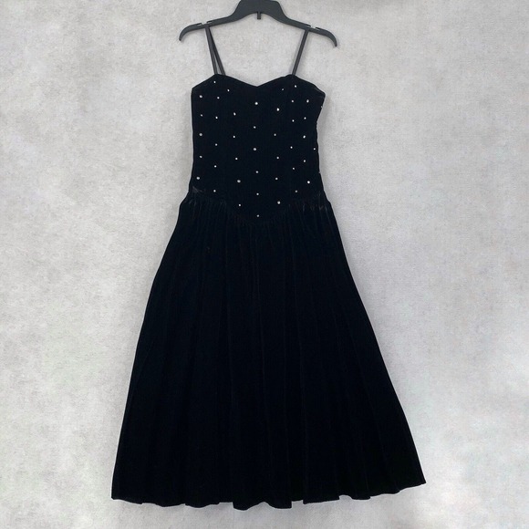 VTG Positively Ellyn 1950s Union Made Black Velvet Strapless Dress Wednesday 7/8 - Picture 1 of 14